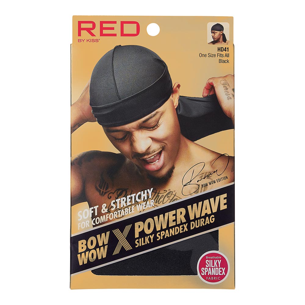 Red by Kiss Bow Wow X Power Wave Silky Spandex Durag – Ultra - Stretch Compression with Silky Shine | HD41, HD43, HD46 - Beauty Exchange Beauty Supply
