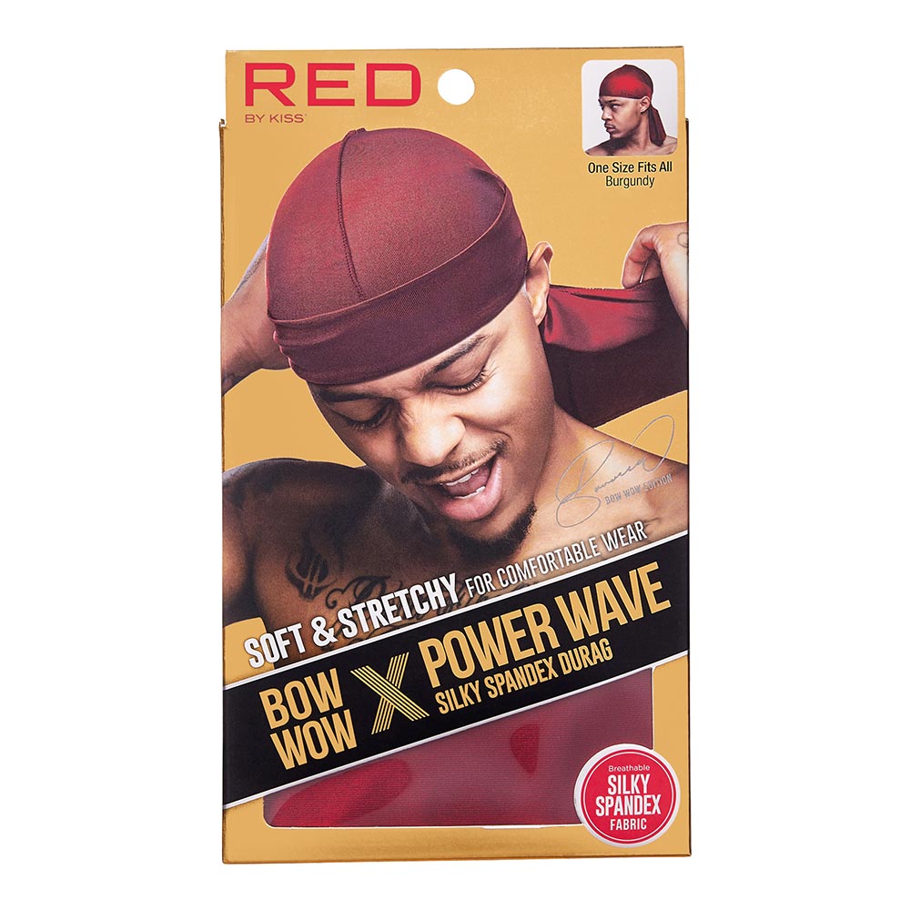 Red by Kiss Bow Wow X Power Wave Silky Spandex Durag – Ultra - Stretch Compression with Silky Shine | HD41, HD43, HD46 - Beauty Exchange Beauty Supply