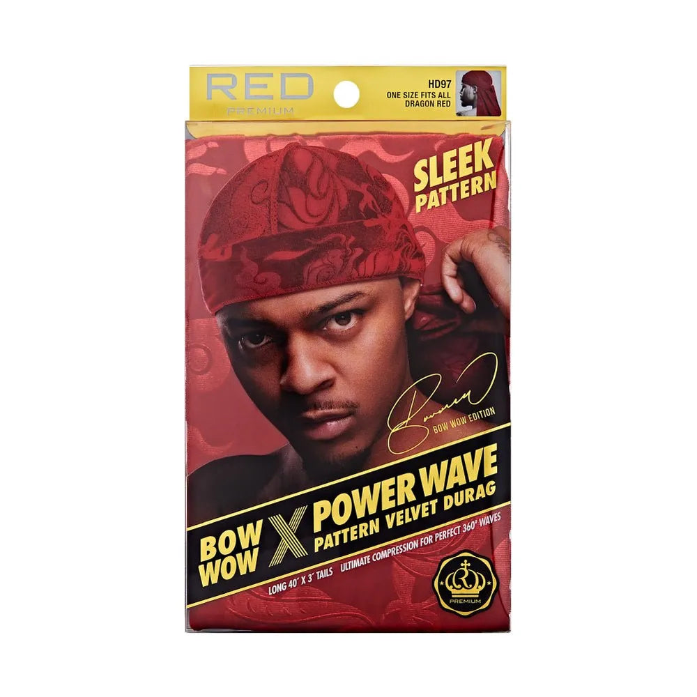 Red by Kiss Bow Wow X Power Wave Sleek Pattern Durag โ Stylish Print + Wave Compression | HD94โHD99 - Beauty Exchange Beauty Supply