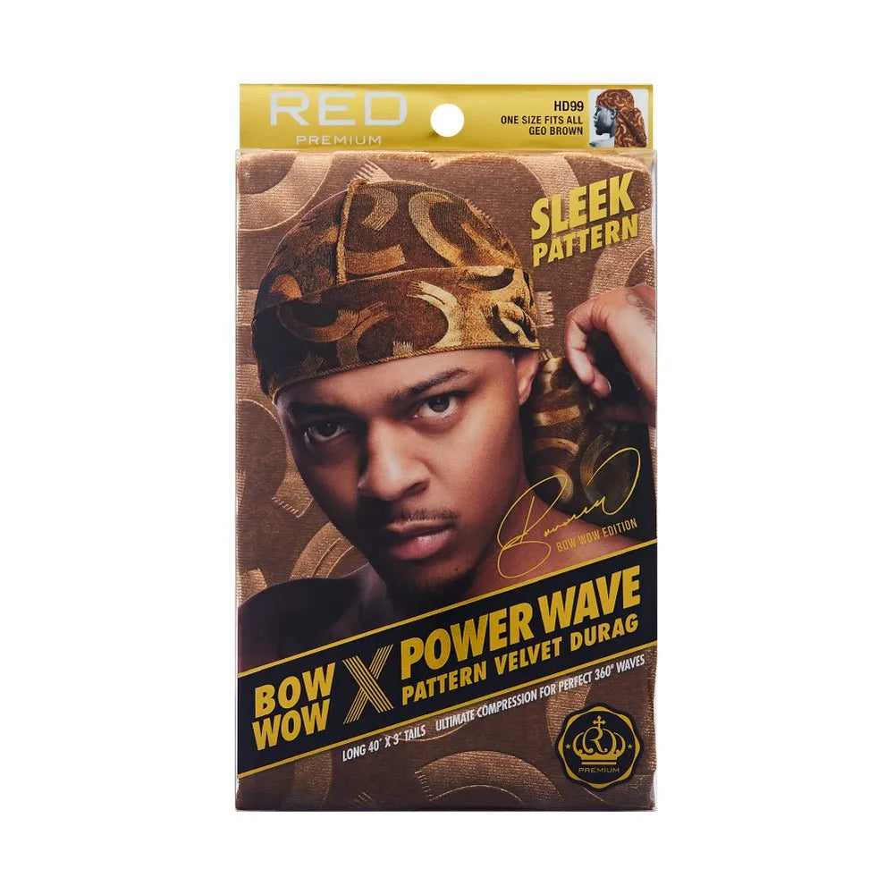 Red by Kiss Bow Wow X Power Wave Sleek Pattern Durag โ Stylish Print + Wave Compression | HD94โHD99 - Beauty Exchange Beauty Supply