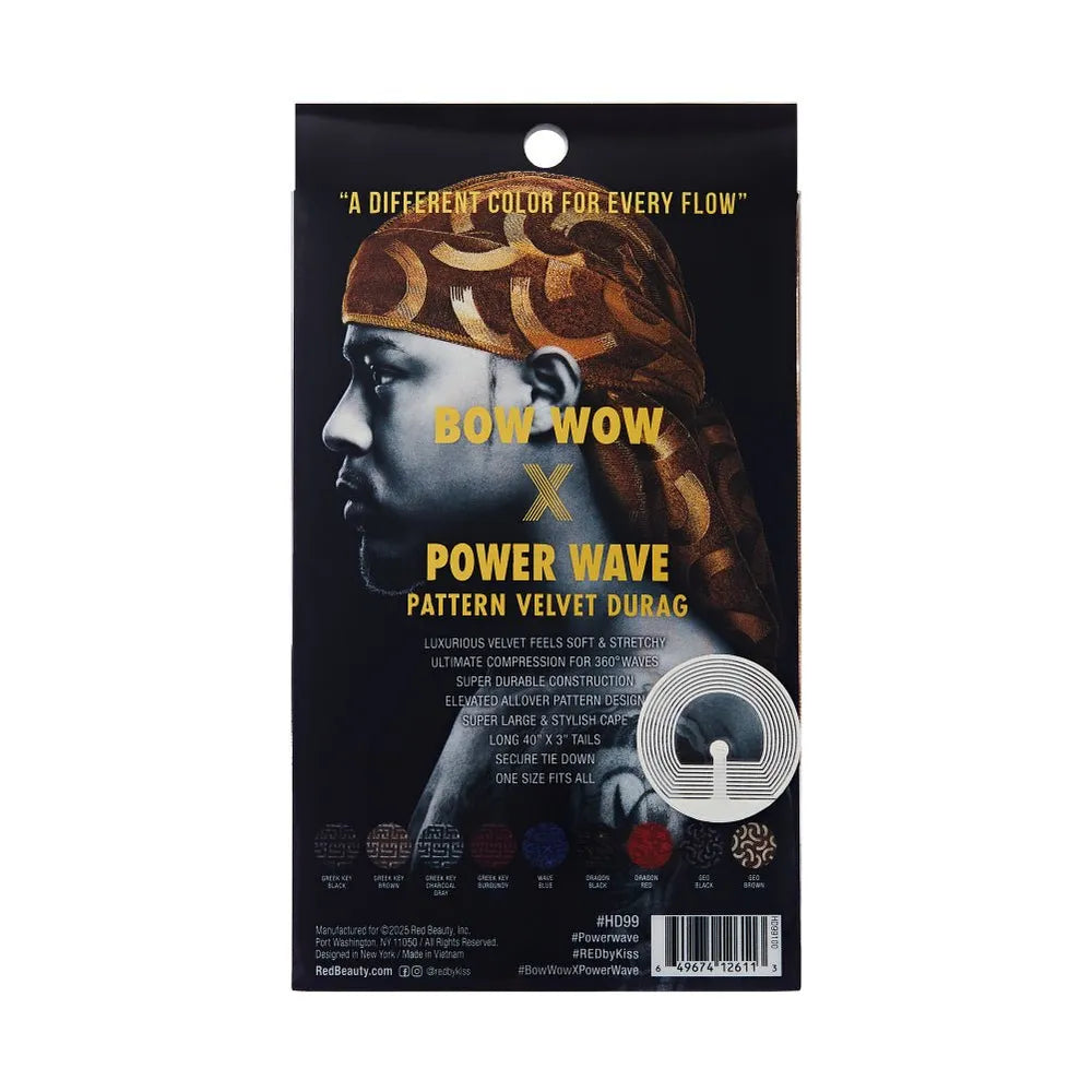 Red by Kiss Bow Wow X Power Wave Sleek Pattern Durag โ Stylish Print + Wave Compression | HD94โHD99 - Beauty Exchange Beauty Supply