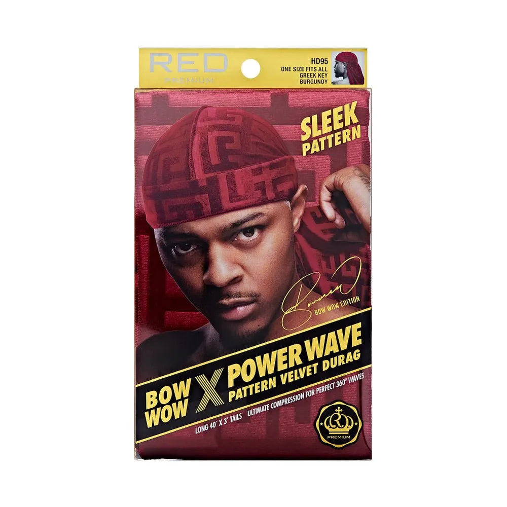 Red by Kiss Bow Wow X Power Wave Sleek Pattern Durag โ Stylish Print + Wave Compression | HD94โHD99 - Beauty Exchange Beauty Supply
