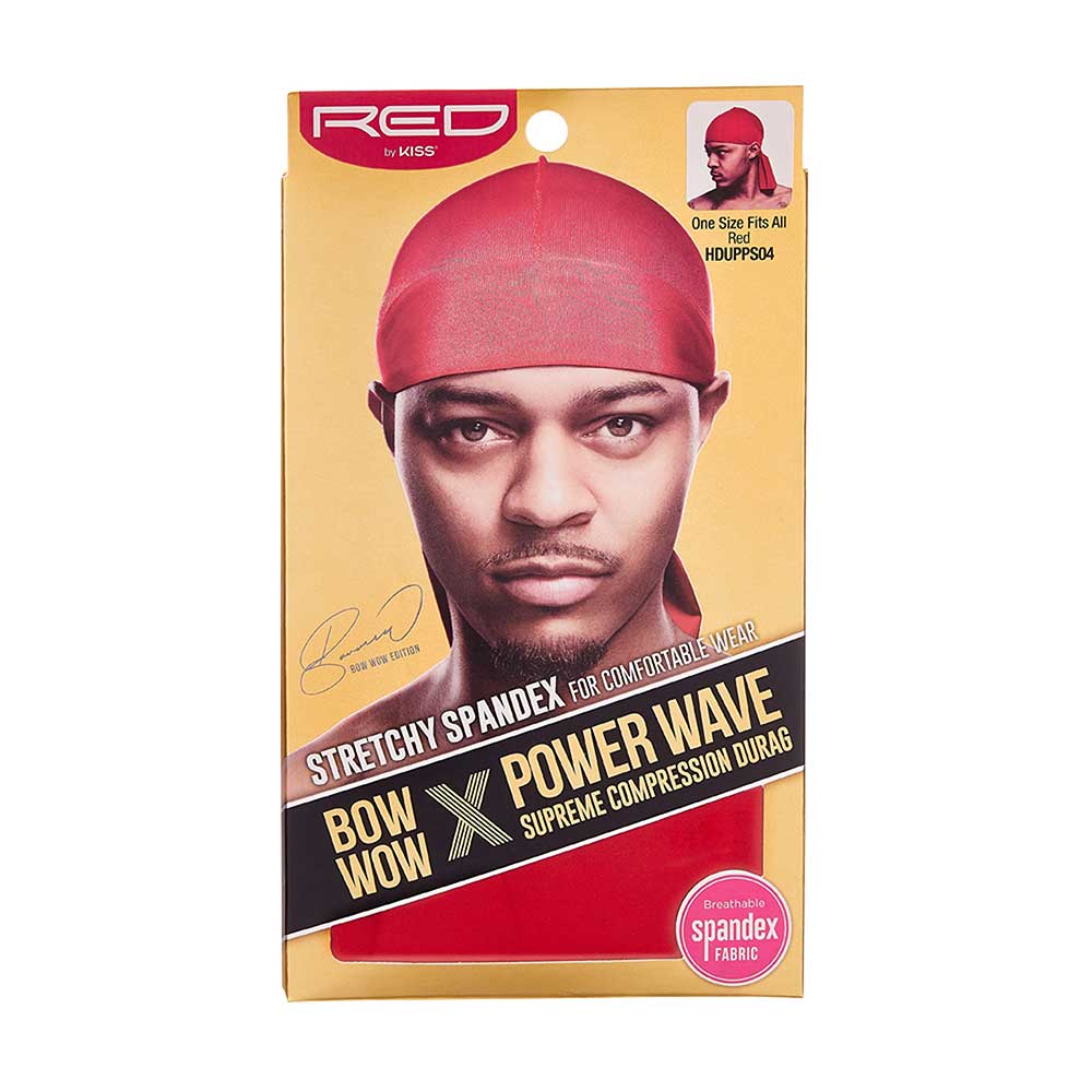 Red by Kiss Bow Wow X Power Wave Spandex Durag – Soft & Stretchy Fit for 360 Waves & Daily Wear - Beauty Exchange Beauty Supply