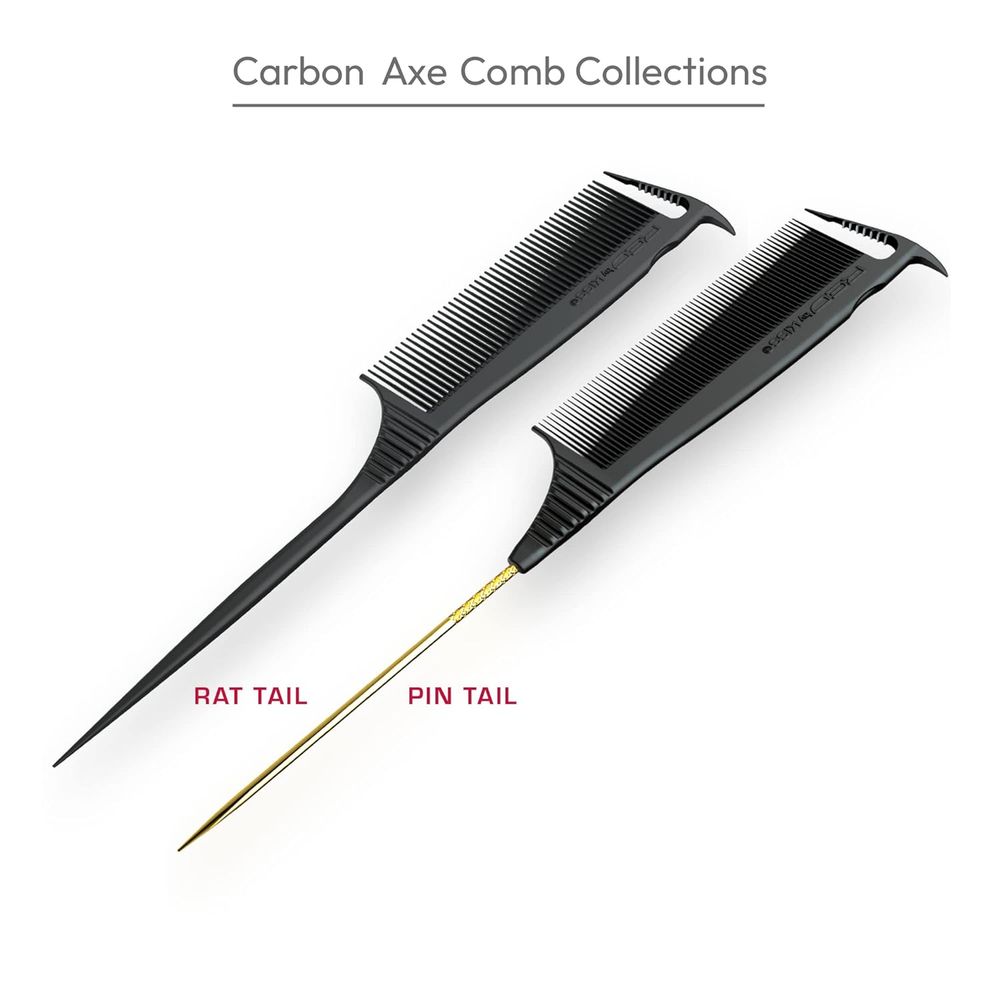 Red by Kiss Carbon Axe Comb with Pin Tail | HM07 – Sleek Styling & Sharp Parting in One Tool - Beauty Exchange Beauty Supply