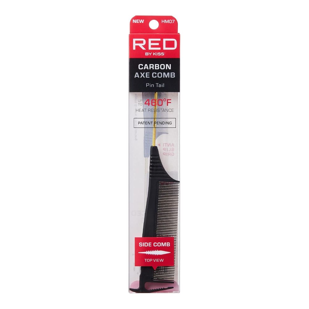 Red by Kiss Carbon Axe Comb with Pin Tail | HM07 – Sleek Styling & Sharp Parting in One Tool - Beauty Exchange Beauty Supply