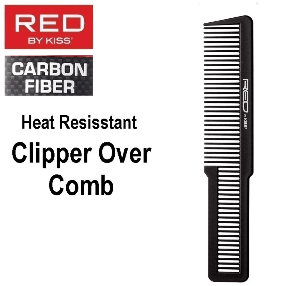 Red by Kiss Carbon Fiber Clipper Over Comb – HM18 | Heat - Resistant, Anti - Static Guide Comb for Precision Barbering & Fades - Beauty Exchange Beauty Supply