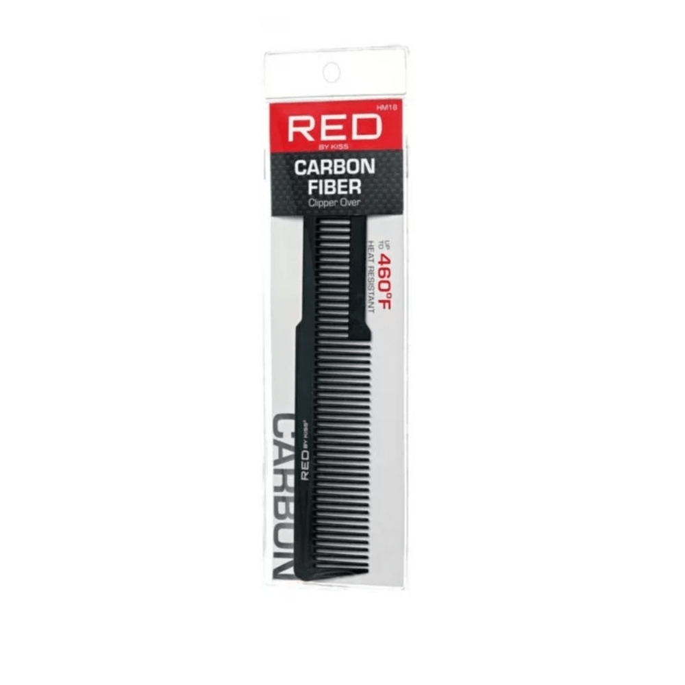 Red by Kiss Carbon Fiber Clipper Over Comb – HM18 | Heat - Resistant, Anti - Static Guide Comb for Precision Barbering & Fades - Beauty Exchange Beauty Supply