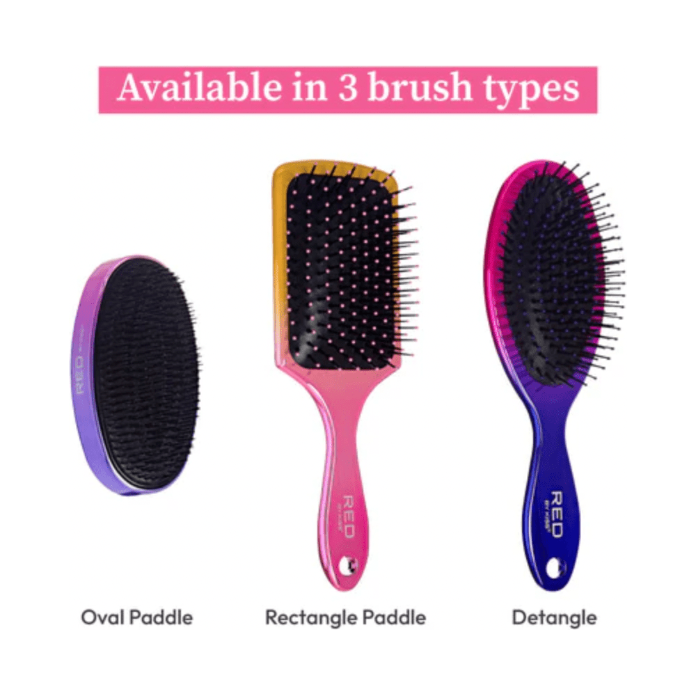 Red by Kiss Charcoal Crystal Brush HH81 – Purifying Detangling & Smooth Glide | Size: Full - Length Paddle - Beauty Exchange Beauty Supply