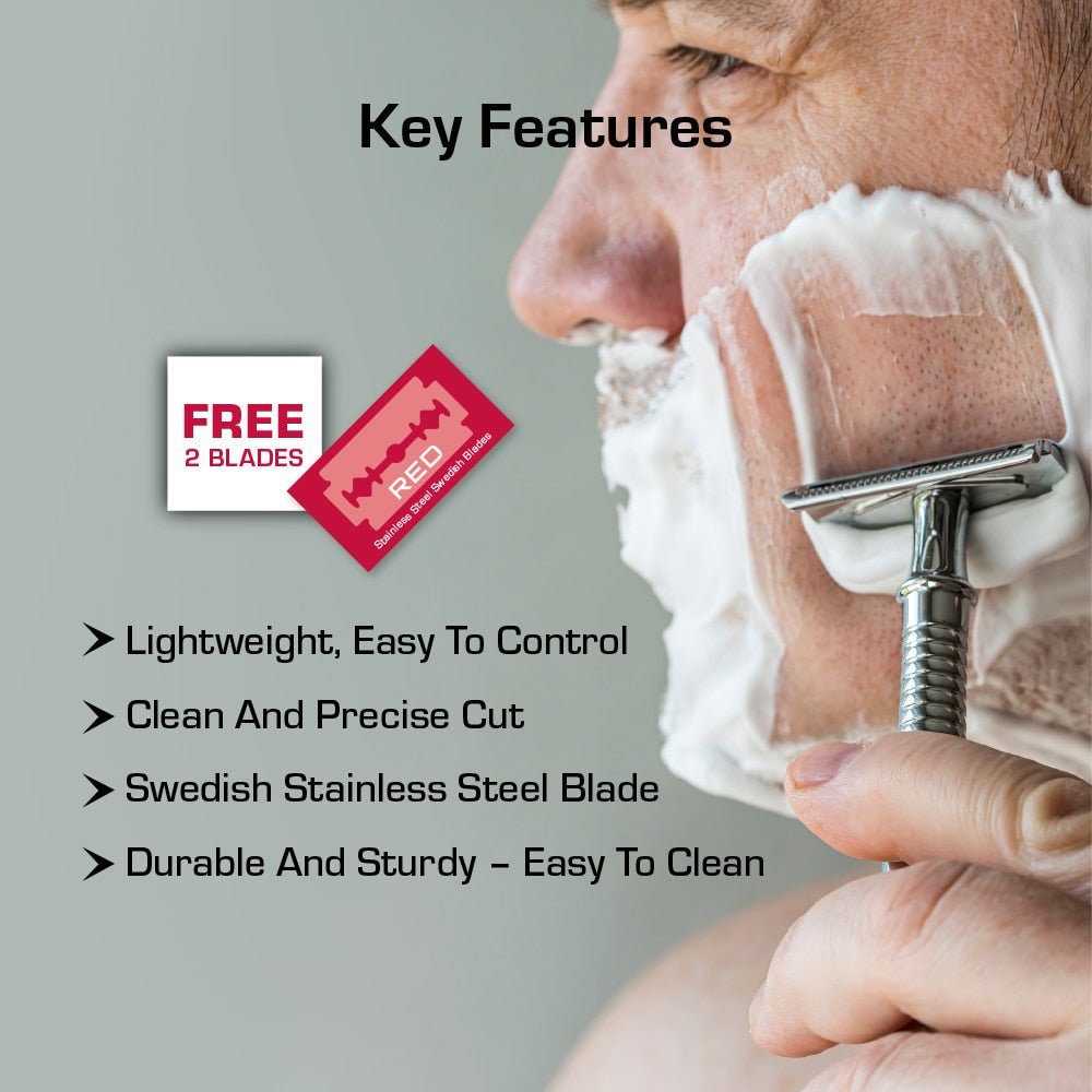 RED BY KISS Classic Shaver with 2pcs Swedish Blades – Precision Shaving with Premium Swedish Steel - Beauty Exchange Beauty Supply