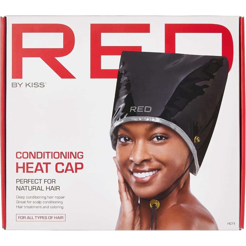 RED by Kiss Conditioning Heat Cap - Deep Conditioning and Hair Repair Treatment at Home for All Hair Types Straight, Curly, Wavy, Thick, or Fine Hair. Use for Dry, Fuzzy, Damaged, Died Hair - Beauty Exchange Beauty Supply