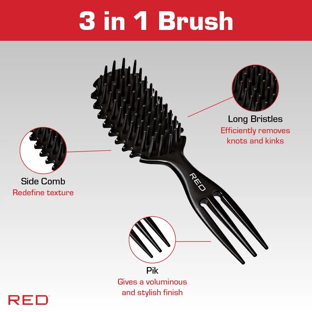 Red by Kiss Curl and Care 4 - in - 1 Detangle Brush – Black - Beauty Exchange Beauty Supply