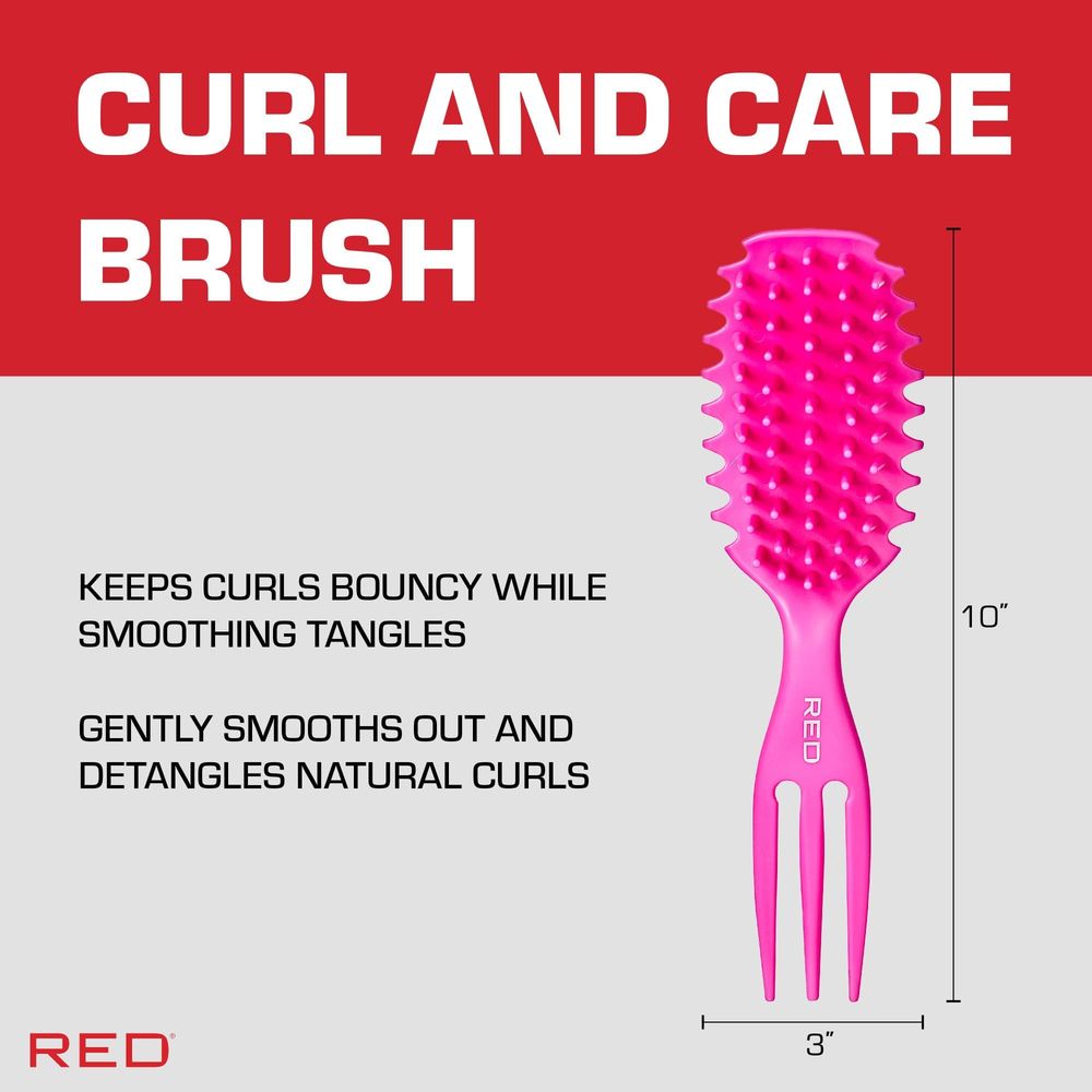 Red by Kiss Curl & Care Pink HH273 – Detangle, Define & Care for Curls | Size: Standard Brush - Beauty Exchange Beauty Supply