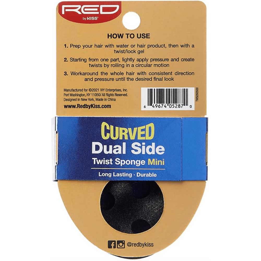 RED by Kiss Curved Dual Side Twist Sponge TWS05 – 2 - Sided Sponge for Quick, Defined Twists & Coils - Beauty Exchange Beauty Supply