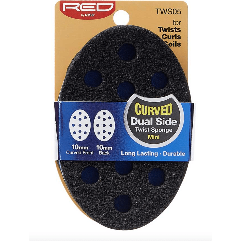 RED by Kiss Curved Dual Side Twist Sponge TWS05 – 2 - Sided Sponge for Quick, Defined Twists & Coils - Beauty Exchange Beauty Supply