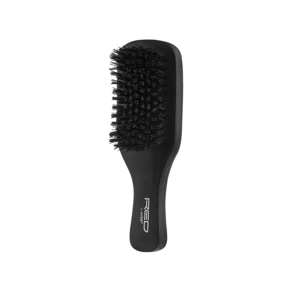 Red by Kiss Curved Hard Boar Brush BOR13 – Firm Grip & Deep Bristle Control for 360 Waves (Hard, Contoured Design) - Beauty Exchange Beauty Supply
