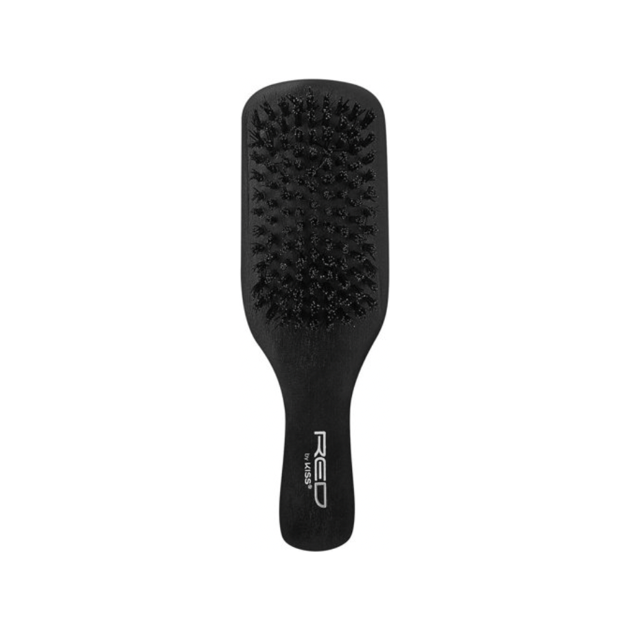 Red by Kiss Curved Hard Boar Brush BOR13 – Firm Grip & Deep Bristle Control for 360 Waves (Hard, Contoured Design) - Beauty Exchange Beauty Supply