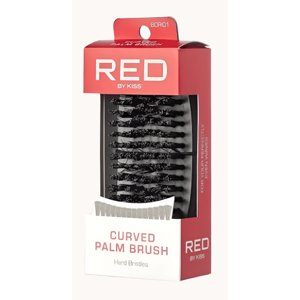 Red by Kiss Curved Palm Brush BOR101 – Deep Waves, Strong Grip & Smooth Control | Size: Compact Palm Fit - Beauty Exchange Beauty Supply