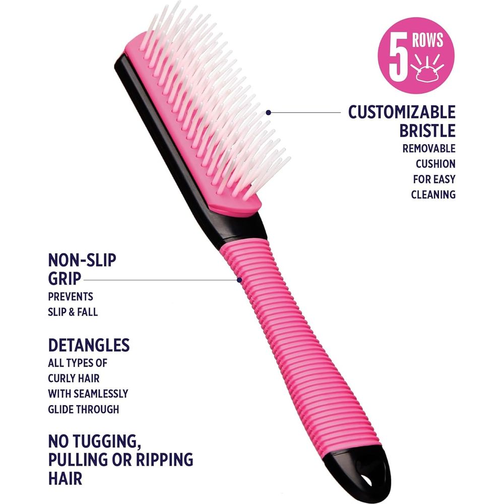 Red by Kiss Detangling Mini Non - Slip Brush 5 Rows HH58 – Compact Control for Tangle - Free Hair | Size: 5 - Row Mini Brush - Beauty Exchange Beauty Supply