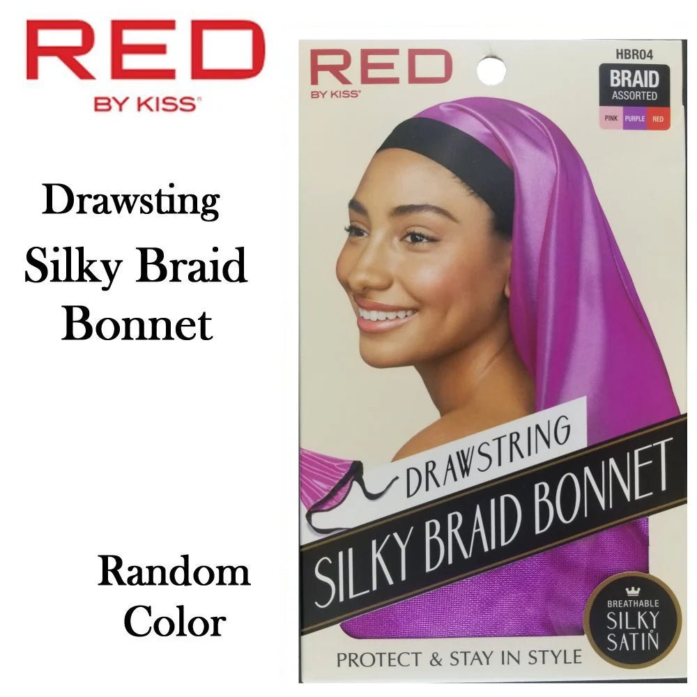 Red by Kiss Drawstring Silky Braid Bonnet | Adjustable Fit for Braids, Locs & Twists | Assorted, Luxury Black, Luxury Pink | One Size - Beauty Exchange Beauty Supply