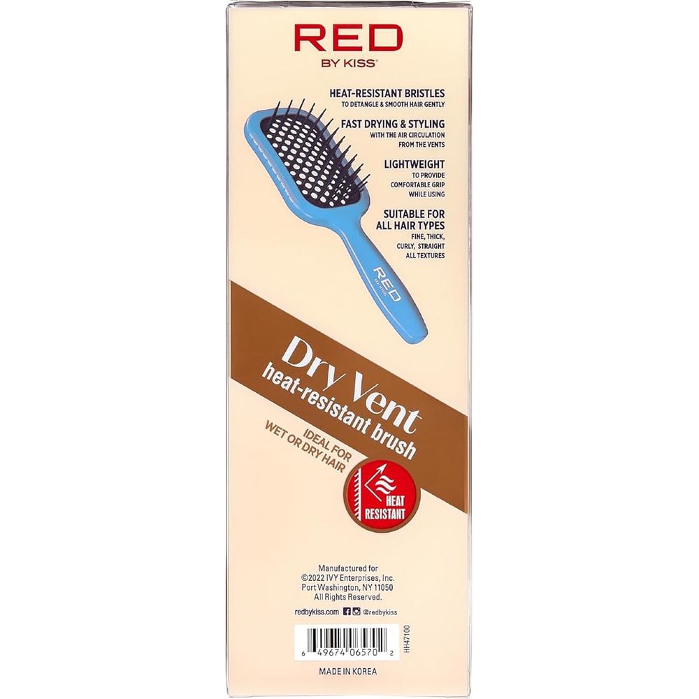 Red by Kiss Dry Vent Detangling Brush HH226 – Fast Drying & Tangle - Free Styling | Size: Vented Detangler - Beauty Exchange Beauty Supply