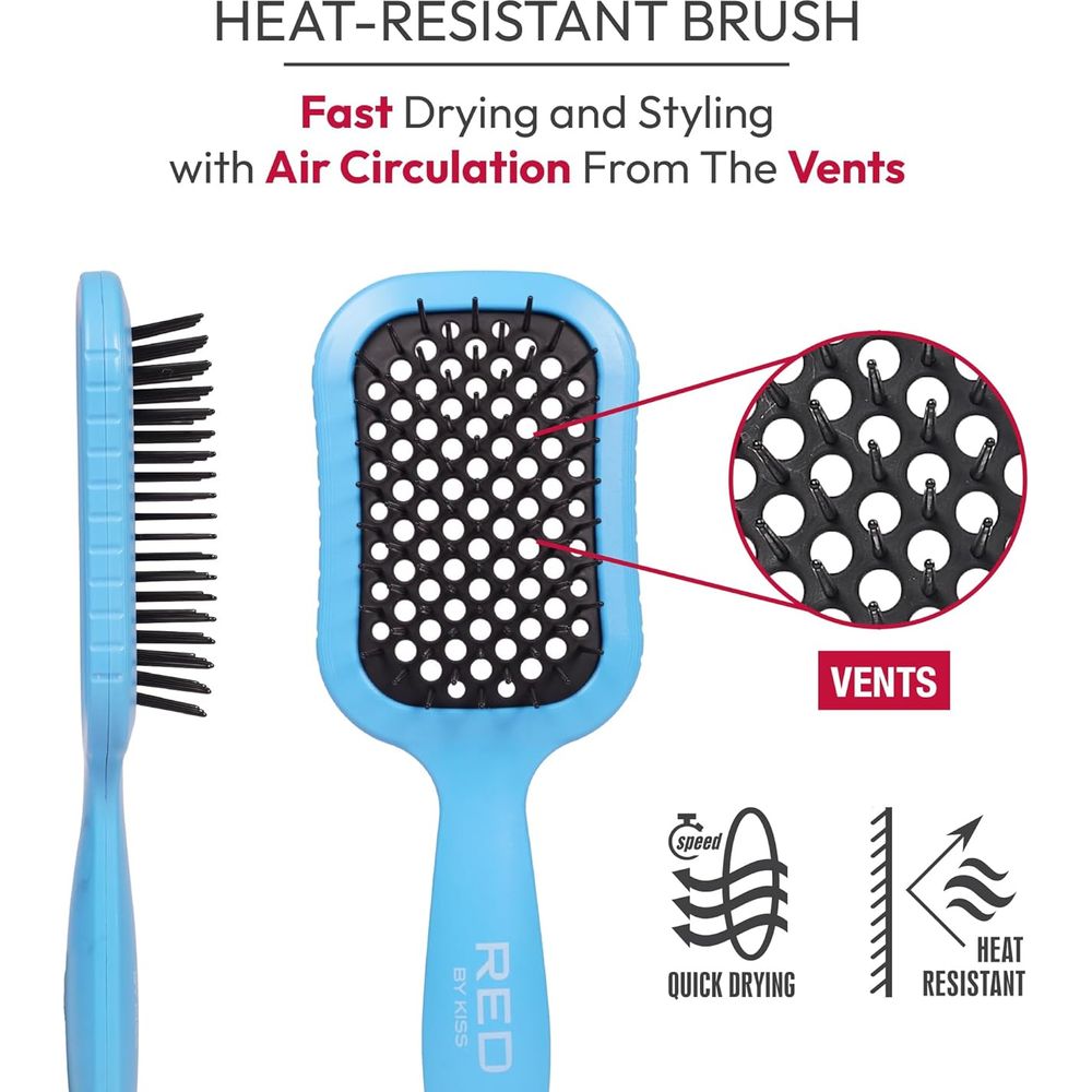 Red by Kiss Dry Vent Detangling Brush HH226 – Fast Drying & Tangle - Free Styling | Size: Vented Detangler - Beauty Exchange Beauty Supply