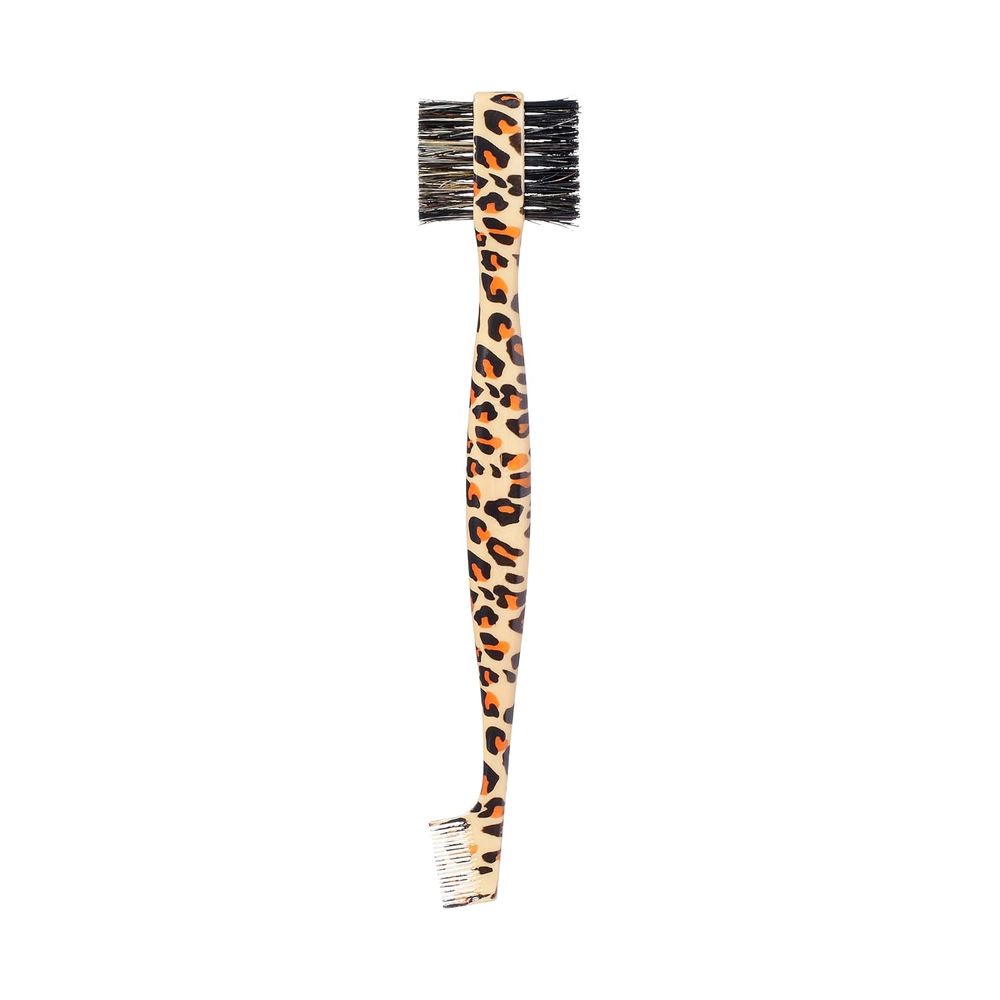 Red by Kiss Dual Edge Brush – Leopard Print | HH08 | 2 - in - 1 Brush + Comb for Slayed Edges - Beauty Exchange Beauty Supply