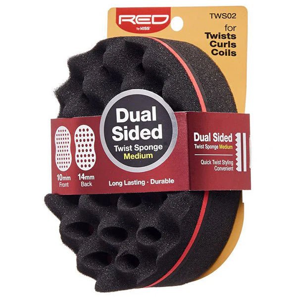 RED by Kiss Dual Sided Twist Sponge TWS02 โ Two Textures for Defined Twists & Coils - Beauty Exchange Beauty Supply