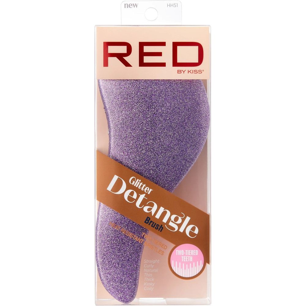 Red by Kiss Easy Glitter Detangle Brush HH51 – Sparkle & Smooth Detangling | Size: Full - Length Paddle - Beauty Exchange Beauty Supply