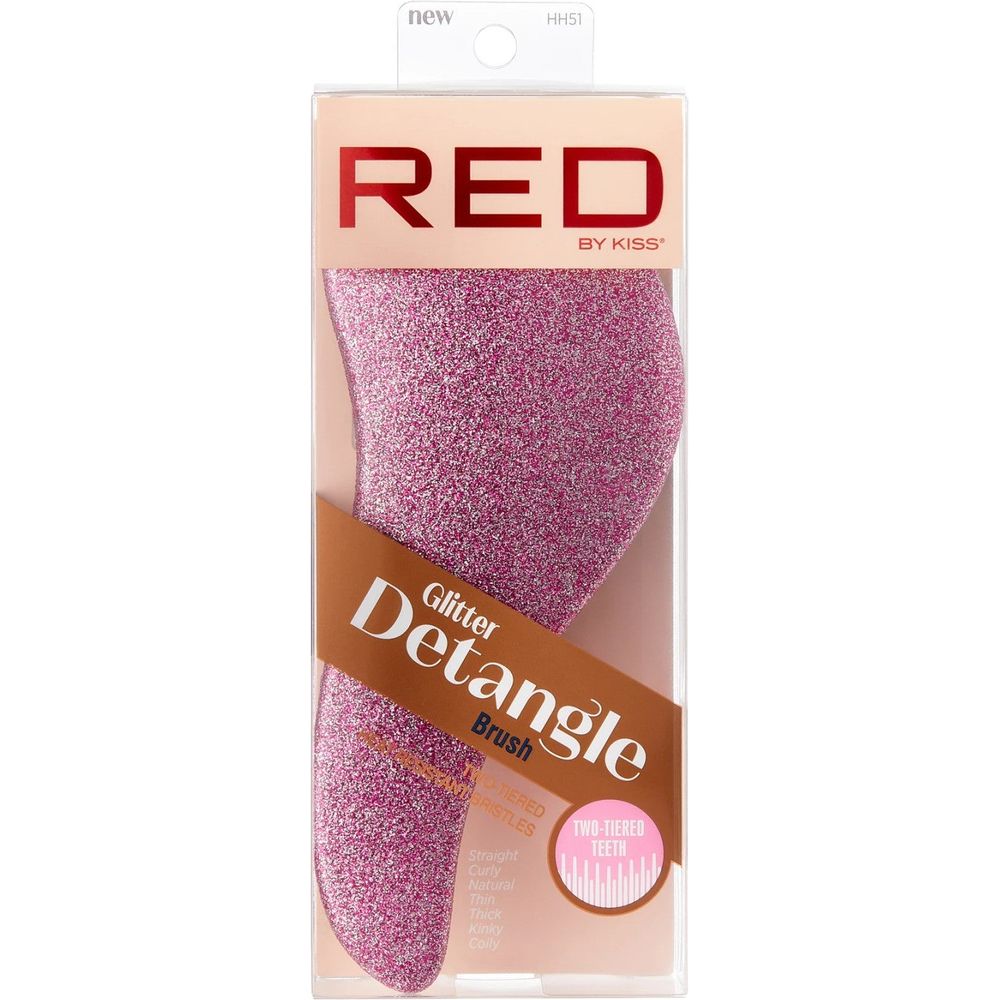 Red by Kiss Easy Glitter Detangle Brush HH51 – Sparkle & Smooth Detangling | Size: Full - Length Paddle - Beauty Exchange Beauty Supply