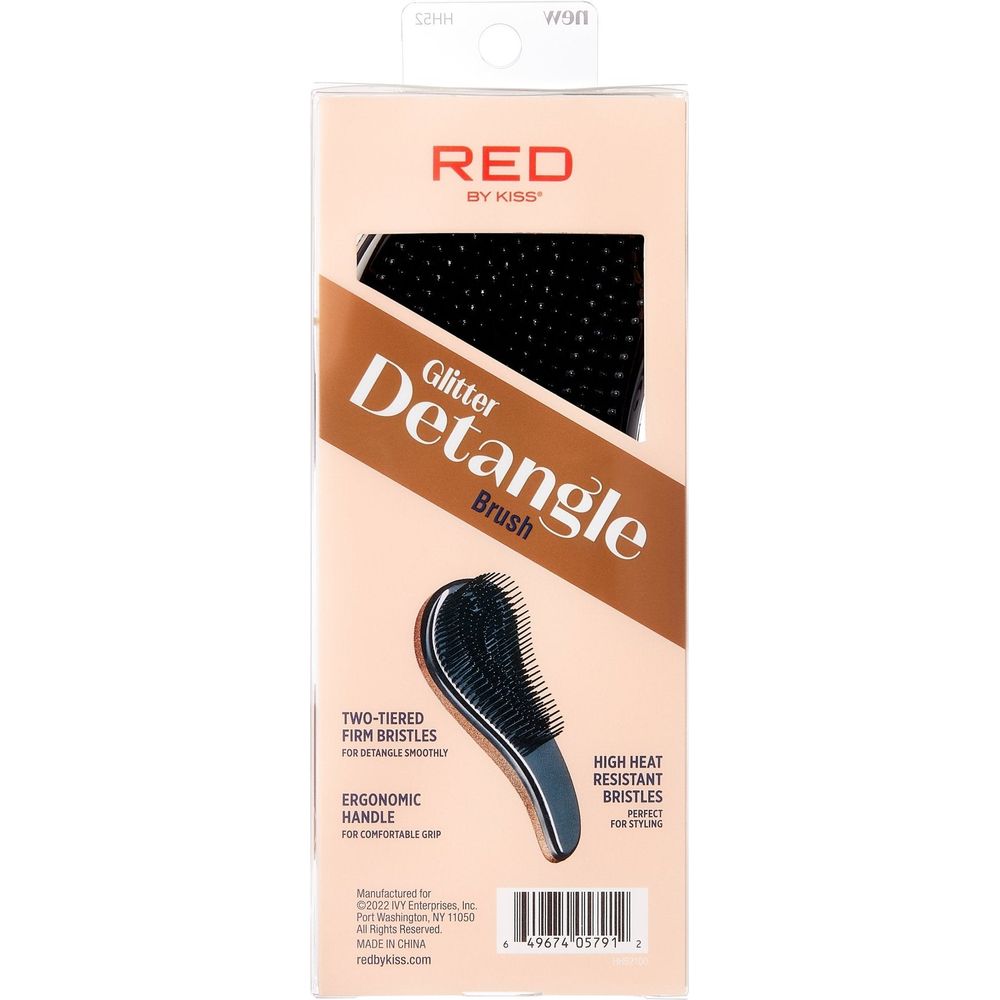 Red by Kiss Easy Glitter Detangle Brush HH52 – Gentle Detangling with Sparkling Style | Size: Full - Length Paddle - Beauty Exchange Beauty Supply