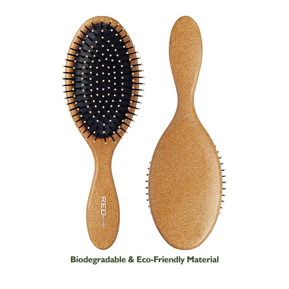 Red by Kiss Eco Plant Fiber Oval Brush HH84 – Gentle Detangling with Earth - Friendly Design | Size: Oval - Beauty Exchange Beauty Supply