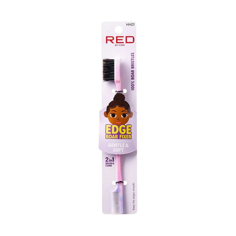 Red by Kiss Edge Boar Fixer 2 - in - 1 | HH01 – Brush & Comb Combo for Flawless Edges - Beauty Exchange Beauty Supply