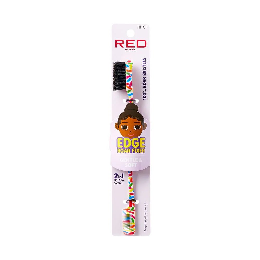 Red by Kiss Edge Boar Fixer 2 - in - 1 | HH01 – Brush & Comb Combo for Flawless Edges - Beauty Exchange Beauty Supply