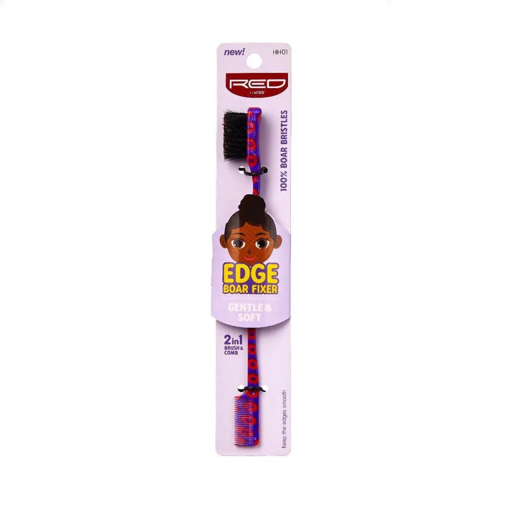 Red by Kiss Edge Boar Fixer 2 - in - 1 | HH01 – Brush & Comb Combo for Flawless Edges - Beauty Exchange Beauty Supply