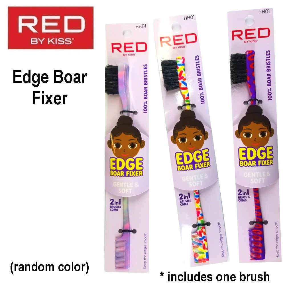 Red by Kiss Edge Boar Fixer 2 - in - 1 | HH01 – Brush & Comb Combo for Flawless Edges - Beauty Exchange Beauty Supply