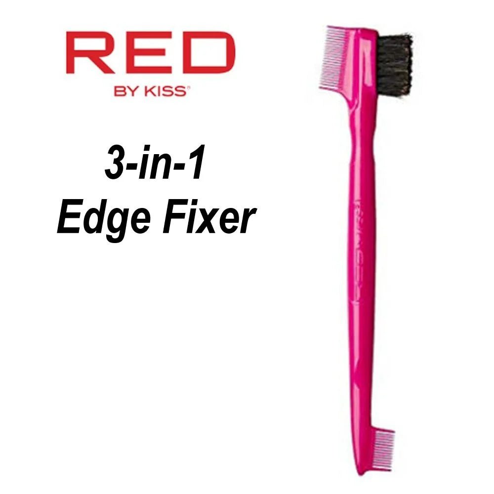 Red by Kiss Edge Boar Fixer 3 - in - 1 | HH71 ā Brush, Comb & Part in One Tool for Flawless Edges - Beauty Exchange Beauty Supply