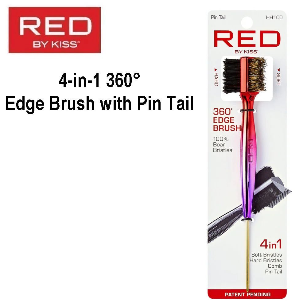 Red by Kiss Edge Brush 4 - in - 1 with Pin Tail | HH100 – Smooth, Shape, Define & Part Like a Pro - Beauty Exchange Beauty Supply