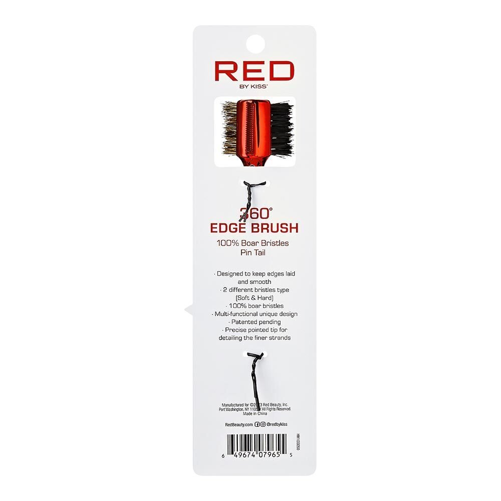 Red by Kiss Edge Brush 4 - in - 1 with Pin Tail | HH100 โ Smooth, Shape, Define & Part Like a Pro - Beauty Exchange Beauty Supply