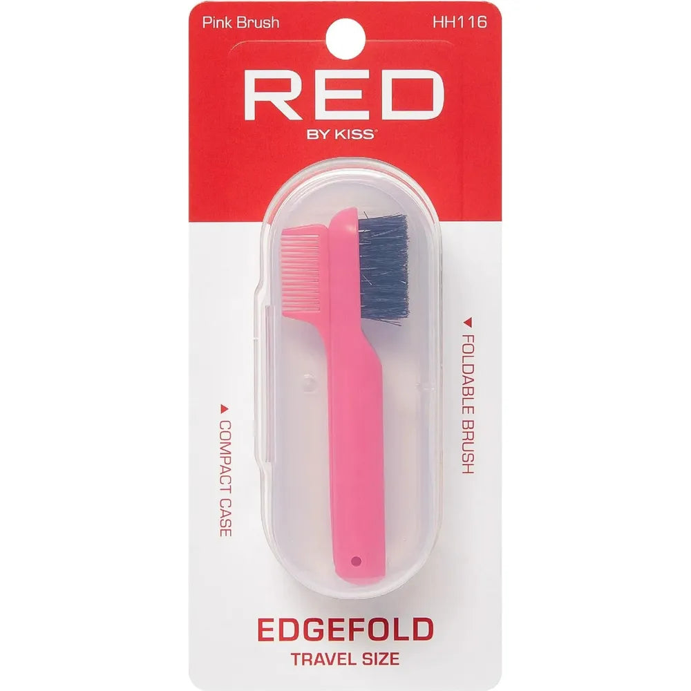 Red by Kiss Edge Fold Travel Size HH116 – Compact Folding Edge Brush for Baby Hairs & Flyaways | Sleek Travel Essential - Beauty Exchange Beauty Supply
