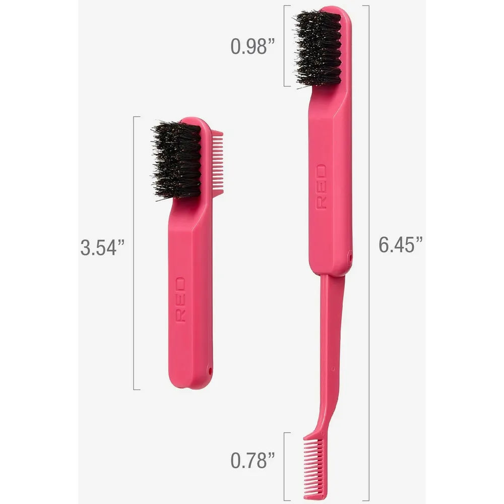 Red by Kiss Edge Fold Travel Size HH116 – Compact Folding Edge Brush for Baby Hairs & Flyaways | Sleek Travel Essential - Beauty Exchange Beauty Supply