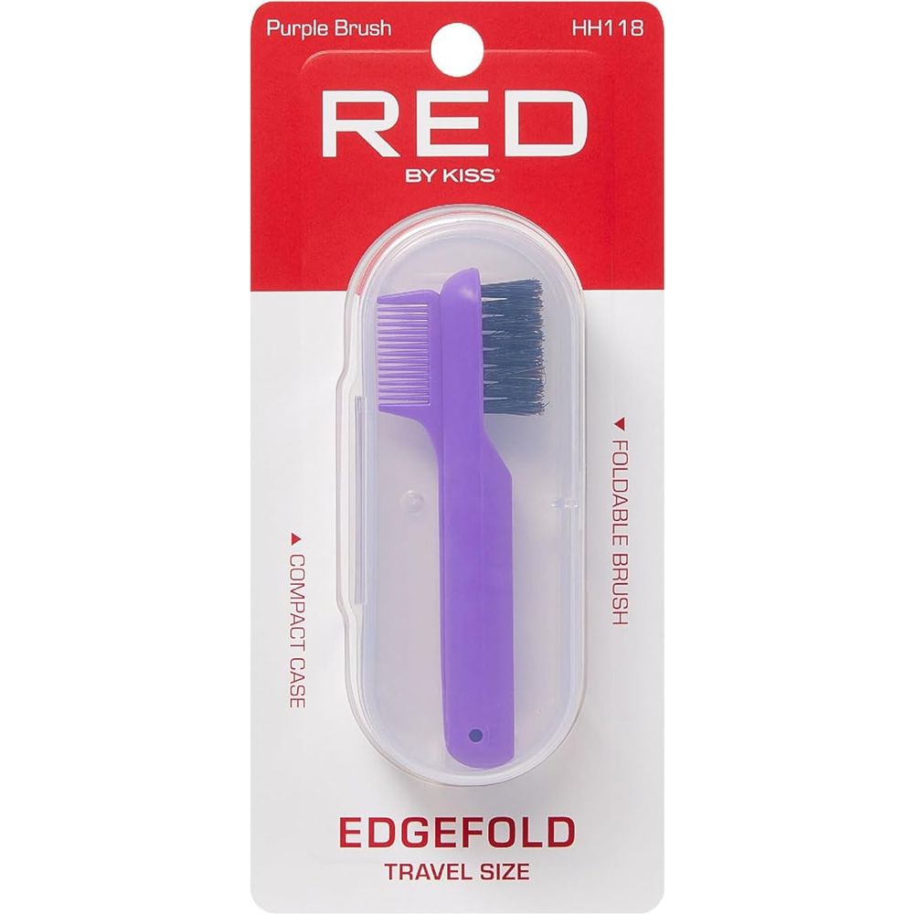 Red by Kiss Edge Fold Travel Size HH118 – Folding Edge Brush for Baby Hairs & Touch - Ups | Compact & Portable - Beauty Exchange Beauty Supply