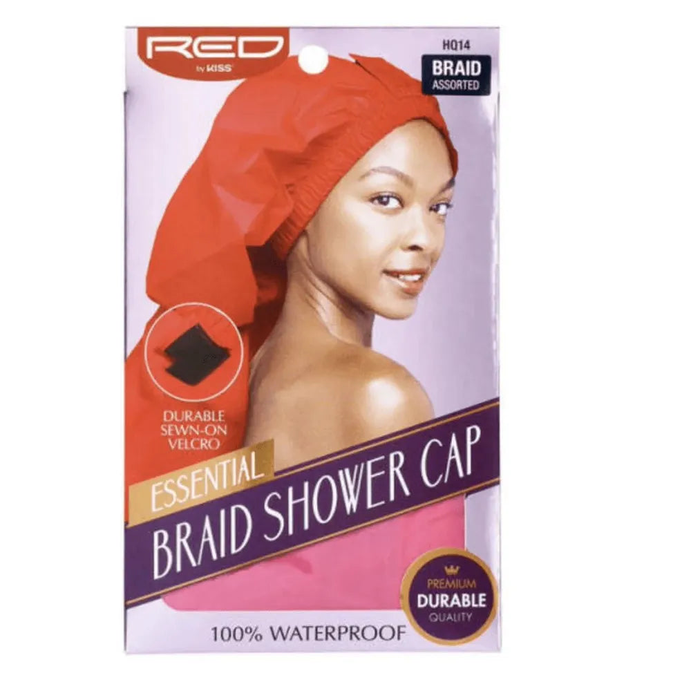 Red by Kiss Essential Braid Shower Cap | Full Coverage for Braids, Locs & Twists | Black & Red | One Size - Beauty Exchange Beauty Supply