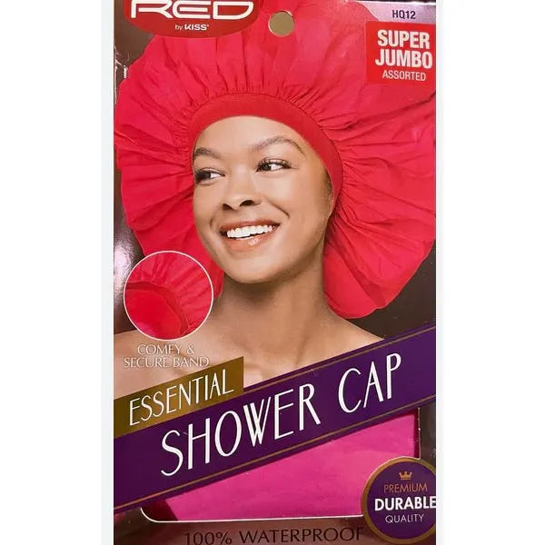 Red by Kiss Essential Shower Cap – Super Jumbo | Waterproof Protection for Braids, Locs & Big Hair | Black & Assorted | One Size - Beauty Exchange Beauty Supply