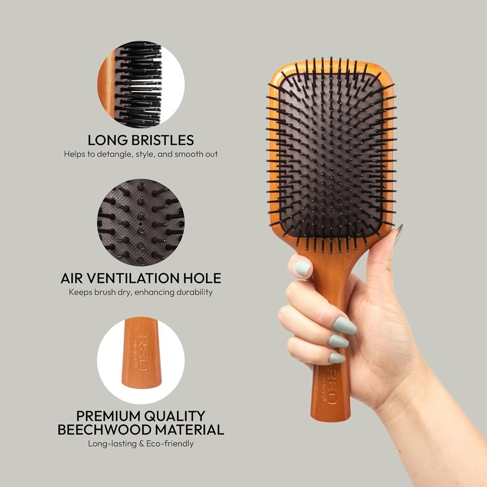 Red by Kiss Evergreen Brush HH200 – Smooth Detangling with Style & Comfort | Size: Standard Paddle - Beauty Exchange Beauty Supply