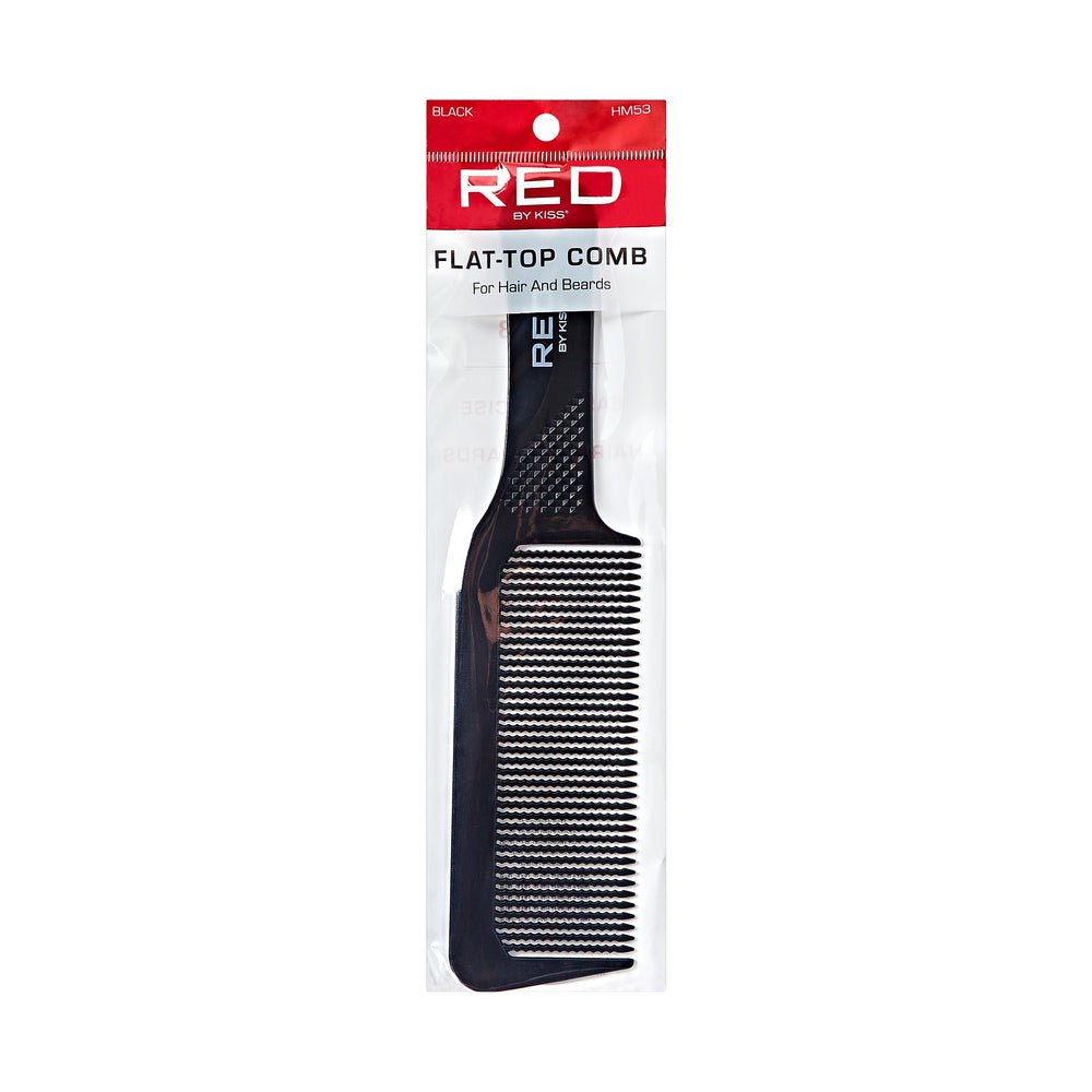 Red by Kiss Flat Top Comb – Black, Level Handle for Even Cuts & Clean Fades | HM53 | Ideal for Barbering & Precision Styling - Beauty Exchange Beauty Supply