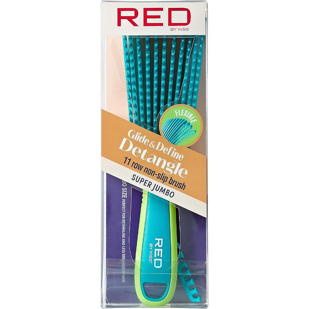 Red by Kiss Flexi Glide & Define Detangle Brush (11 Rows) HH59 – High - Definition Detangling & Curl Styling | Size: 11 - Row Styling Brush - Beauty Exchange Beauty Supply