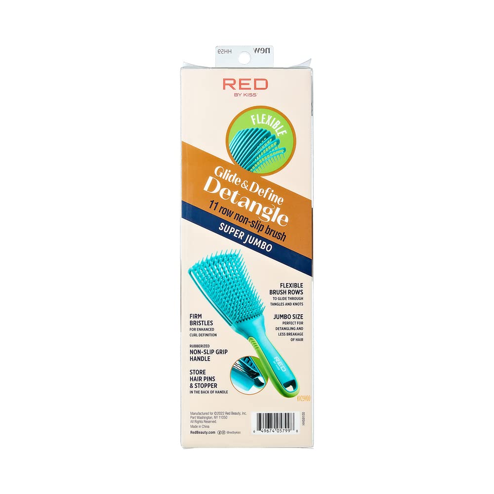 Red by Kiss Flexi Glide & Define Detangle Brush (11 Rows) HH59 – High - Definition Detangling & Curl Styling | Size: 11 - Row Styling Brush - Beauty Exchange Beauty Supply