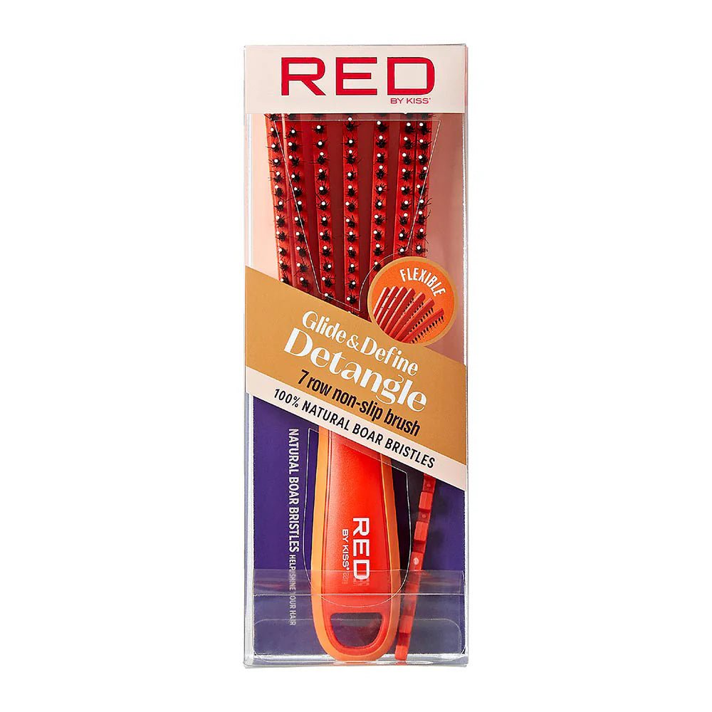 Red by Kiss Flexi Glide & Define Detangle Brush (7 Rows) HH55 – Flexible, Curl - Defining Detangler | Size: 7 - Row Styling Brush - Beauty Exchange Beauty Supply