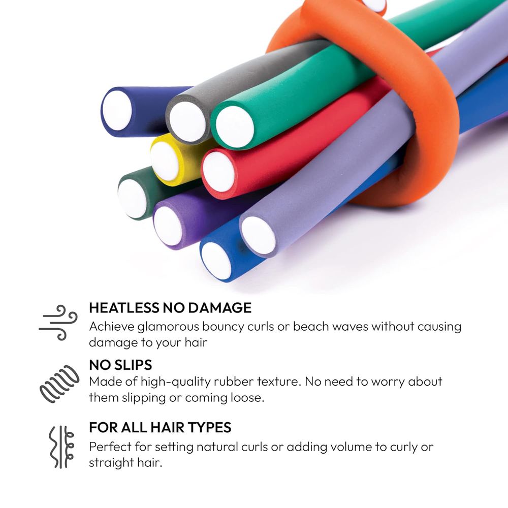 Red by Kiss Flexi Rods ā 10" Length, 1" Diameter | 8PCS Value Pack for Large, Heat - Free Curls - Beauty Exchange Beauty Supply