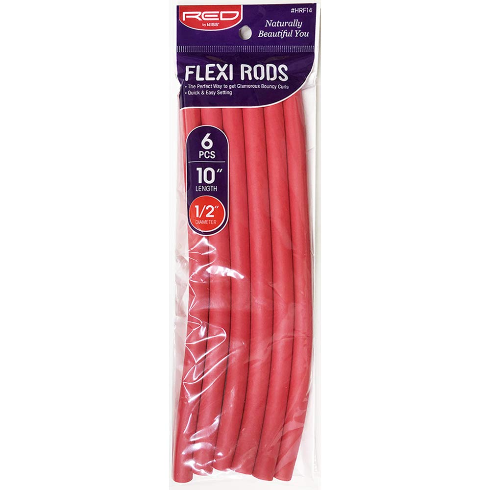 Red by Kiss Flexi Rods – 10" Length, 1/2" Diameter | 6PCS Value Pack for Full, Defined Curls - Beauty Exchange Beauty Supply